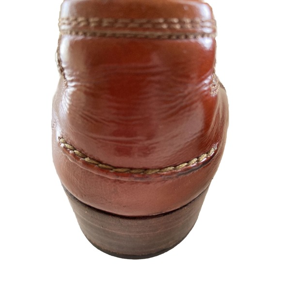 Gucci Vintage 1970s Mens Heeled Loafers Cognac Brown 45.5 Italy 11.5 US Horsebit